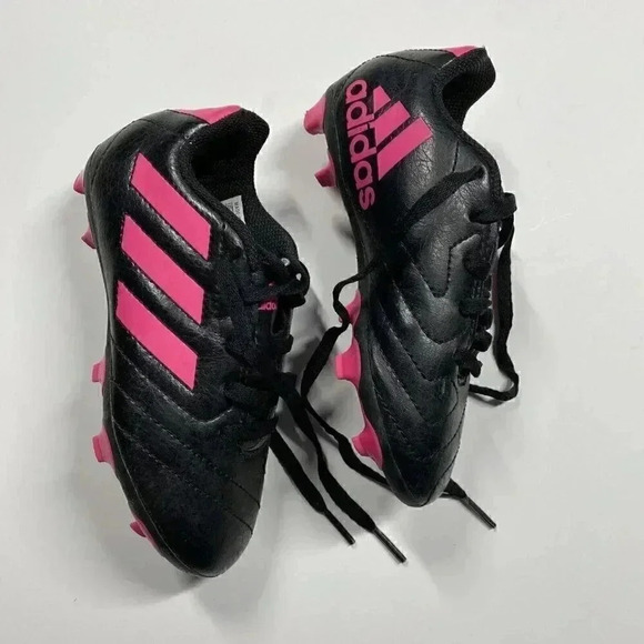Adidas Youth Size 11 K Black & Pink Cleats Lace up - Picture 2 of 6